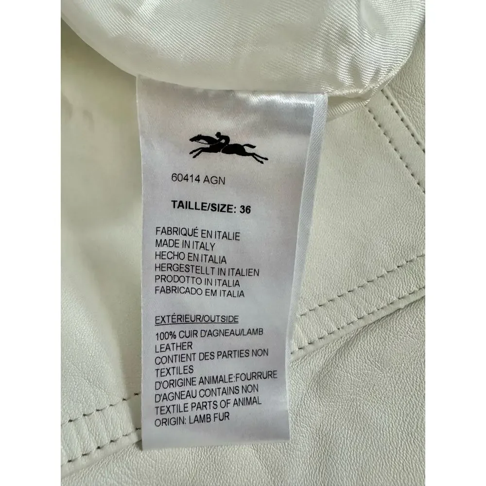 Longchamp White Italian Lamb Leather Pants Tapered Joggers High Rise Pants Sz 36 - Picture 15 of 15